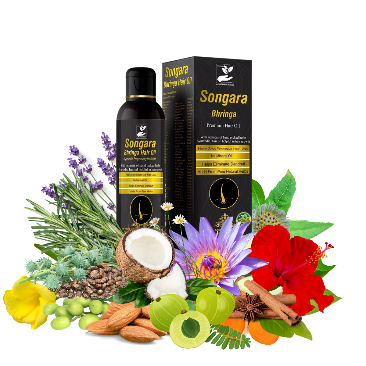 Songara Bhringa Ayurvedic Hair Oil to Promote Hair Growth (1 unit)