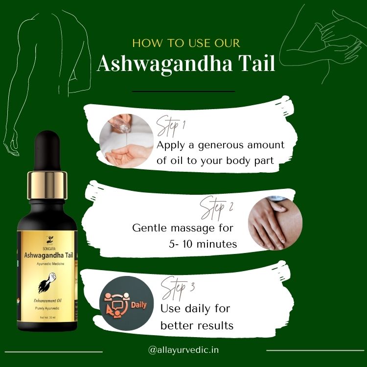 SONGARA Ashwagandha Oil | Ayurvedic Massage Oil for Men | Restores energy & hardens the relaxing muscles | Pure