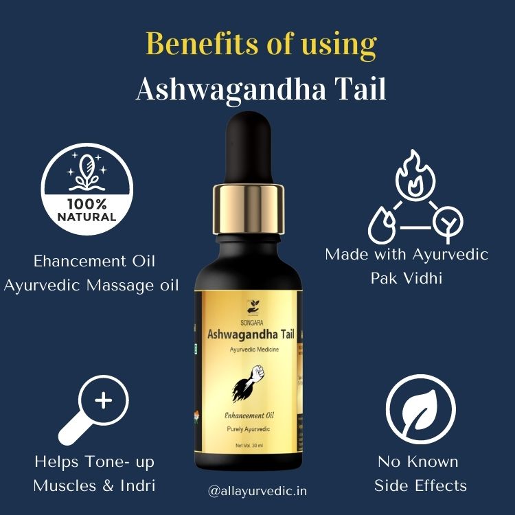 SONGARA Ashwagandha Oil | Ayurvedic Massage Oil for Men | Restores energy & hardens the relaxing muscles | Pure