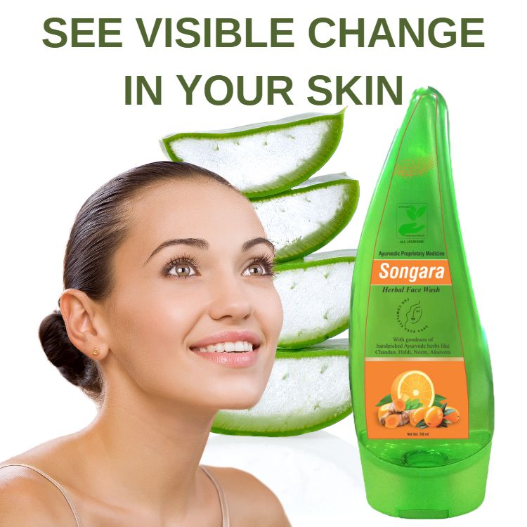 Songara Herbal Face Wash with Ayurvedic Wisdom of Sandal Wood, Aloe Vera, Haldi Face Wash for Daily Use