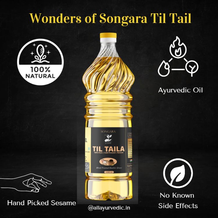Songara Til Tail | Wood Pressed Sesame Oil| Kolhu/Kacchi Ghani Oil for Cooking| Natural | Chemical-Free | Cold Pressed