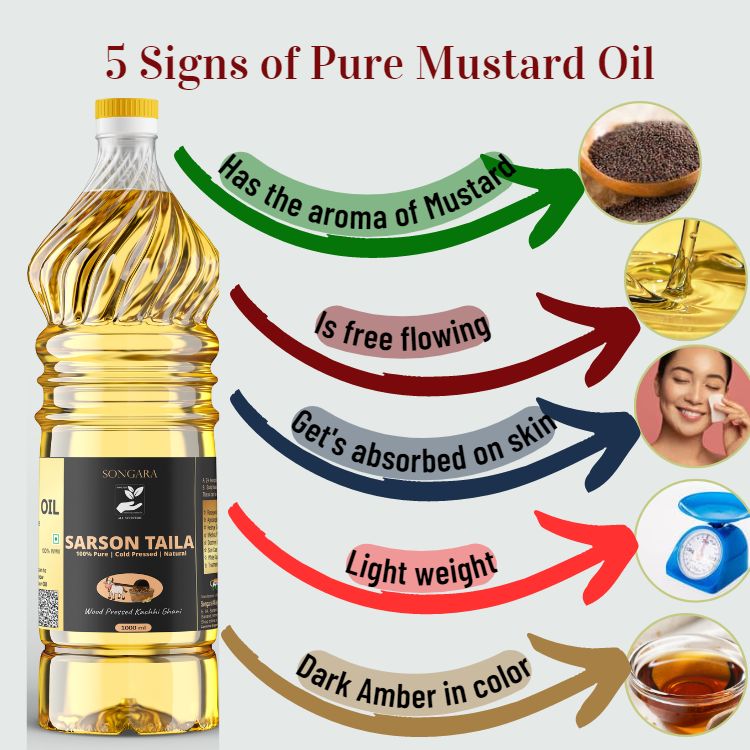 SONGARA Sarso Taila| Wood Pressed Mustard Oil| Kacchi Ghani / Chekku | Natural Chemical-Free | Cold Pressed Mustard Oil