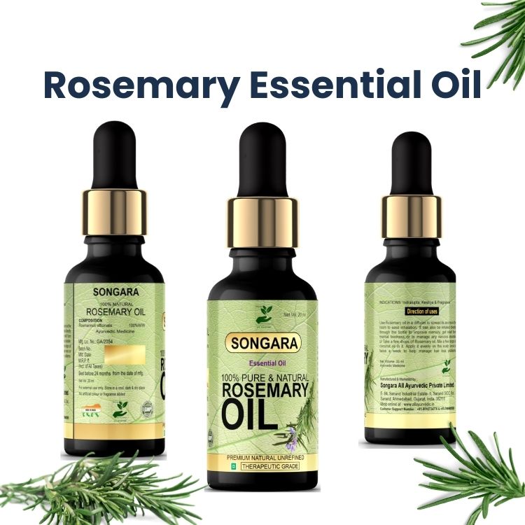 Songara Rosemary Oil: Ayurvedic Essential Oil for Hair Growth Hair Fall Control and Nourishment Skin Care | 100% Pure