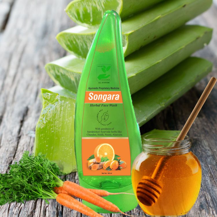 Songara Herbal Face Wash with Ayurvedic Wisdom of Sandal Wood Aloe Vera Haldi Face Wash for Daily Use - Face Wash
