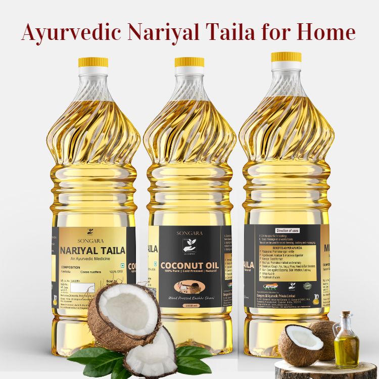 SONGARA Coconut Oil- Purely Ayurvedic| Cold Pressed Chemical-Free | Kachhi Ghani | Wood Pressed Oil for Cooking Hair &