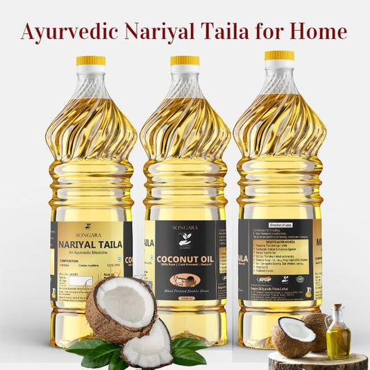 SONGARA Coconut Oil- Purely Ayurvedic| Cold Pressed Chemical-Free | Kachhi Ghani | Wood Pressed Oil for Cooking Hair &