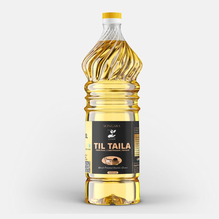 Songara Til Tail | Wood Pressed Sesame Oil| Kolhu/Kacchi Ghani Oil for Cooking| Natural | Chemical-Free | Cold Pressed