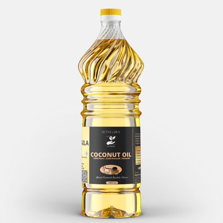 SONGARA Coconut Oil- Purely Ayurvedic| Cold Pressed Chemical-Free | Kachhi Ghani | Wood Pressed Oil for Cooking Hair &