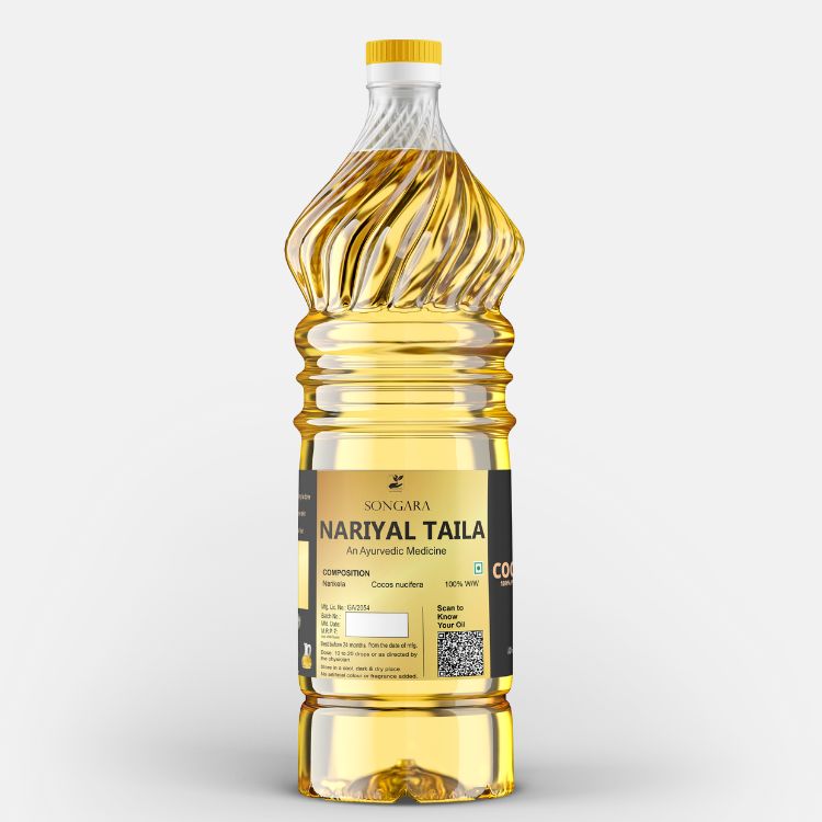 SONGARA Coconut Oil- Purely Ayurvedic| Cold Pressed Chemical-Free | Kachhi Ghani | Wood Pressed Oil for Cooking Hair &