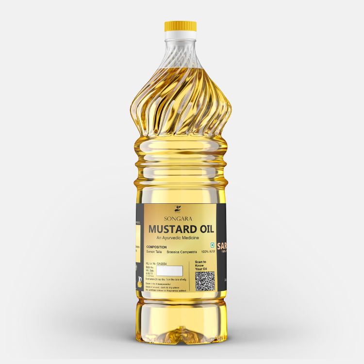 SONGARA Sarso Taila| Wood Pressed Mustard Oil| Kacchi Ghani / Chekku | Natural Chemical-Free | Cold Pressed Mustard Oil