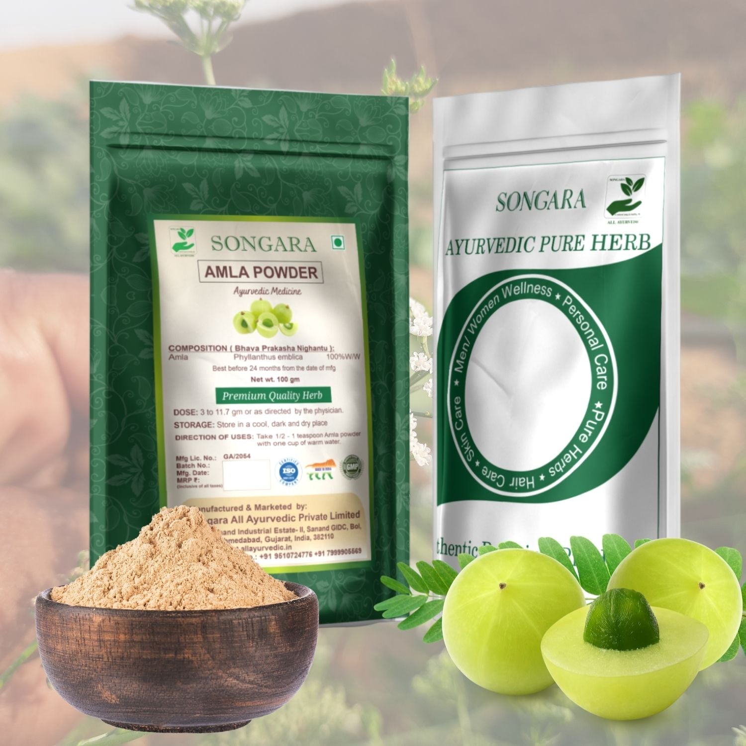 Songara Amla Powder - (Phyllanthus emblica) Best for Hair Vitamin C Supplement Natural Detoxifier - Powder
