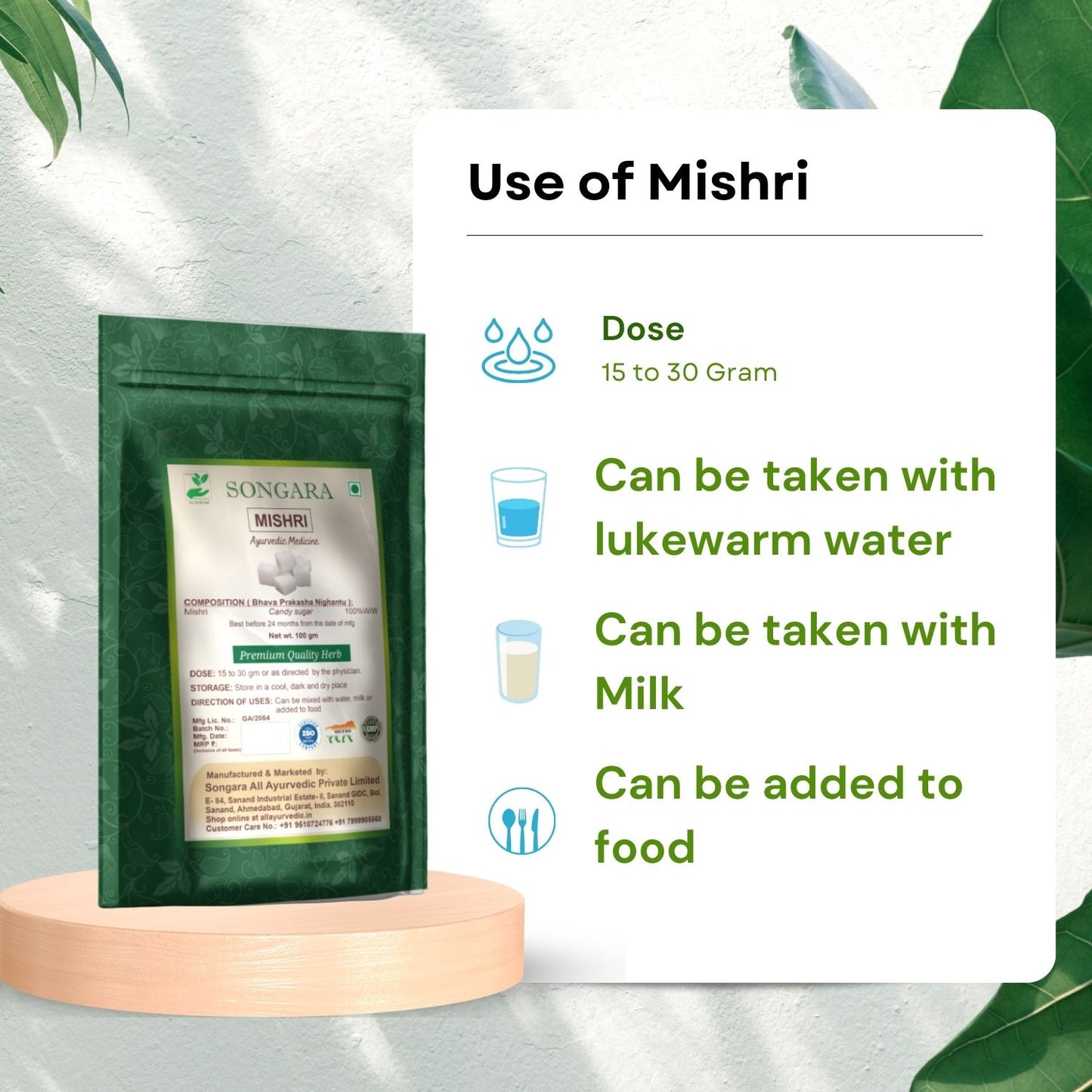 Songara Mishri Powder: (Candy sugar) Natural Sweetener Throat Soother Rich in Minerals Balancing Properties Digestive