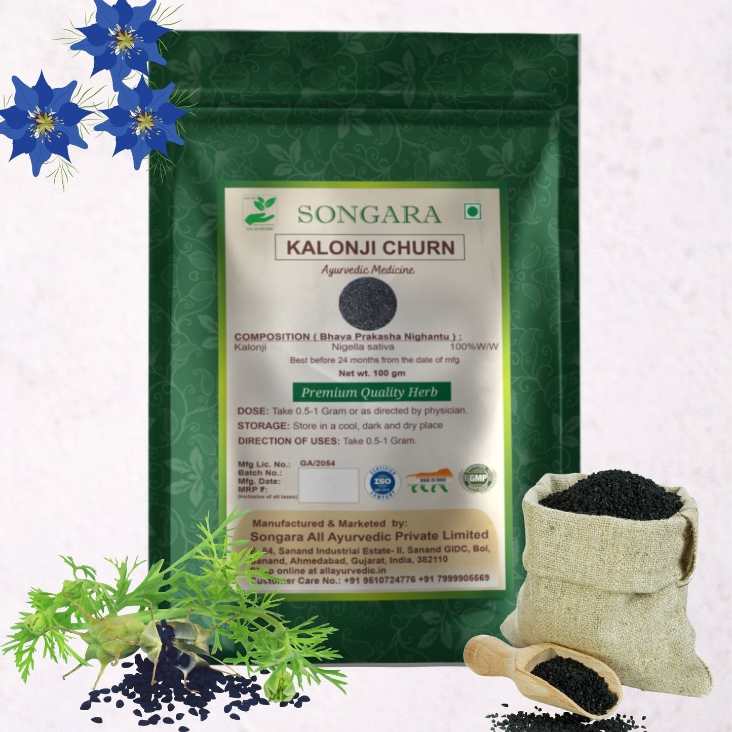 Songara Kalonji Powder: (Nigella sativa) for Health Hair Growth Managing Sugar Level Skin Health Organically Processed
