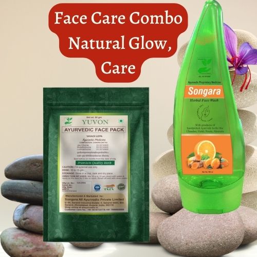 Songara Ayurvedic Face Care Combo: Yuvon Face Pack (1 unit) & Ayurvedic Face Wash (100 ml) for Healthy Glowing Radiant