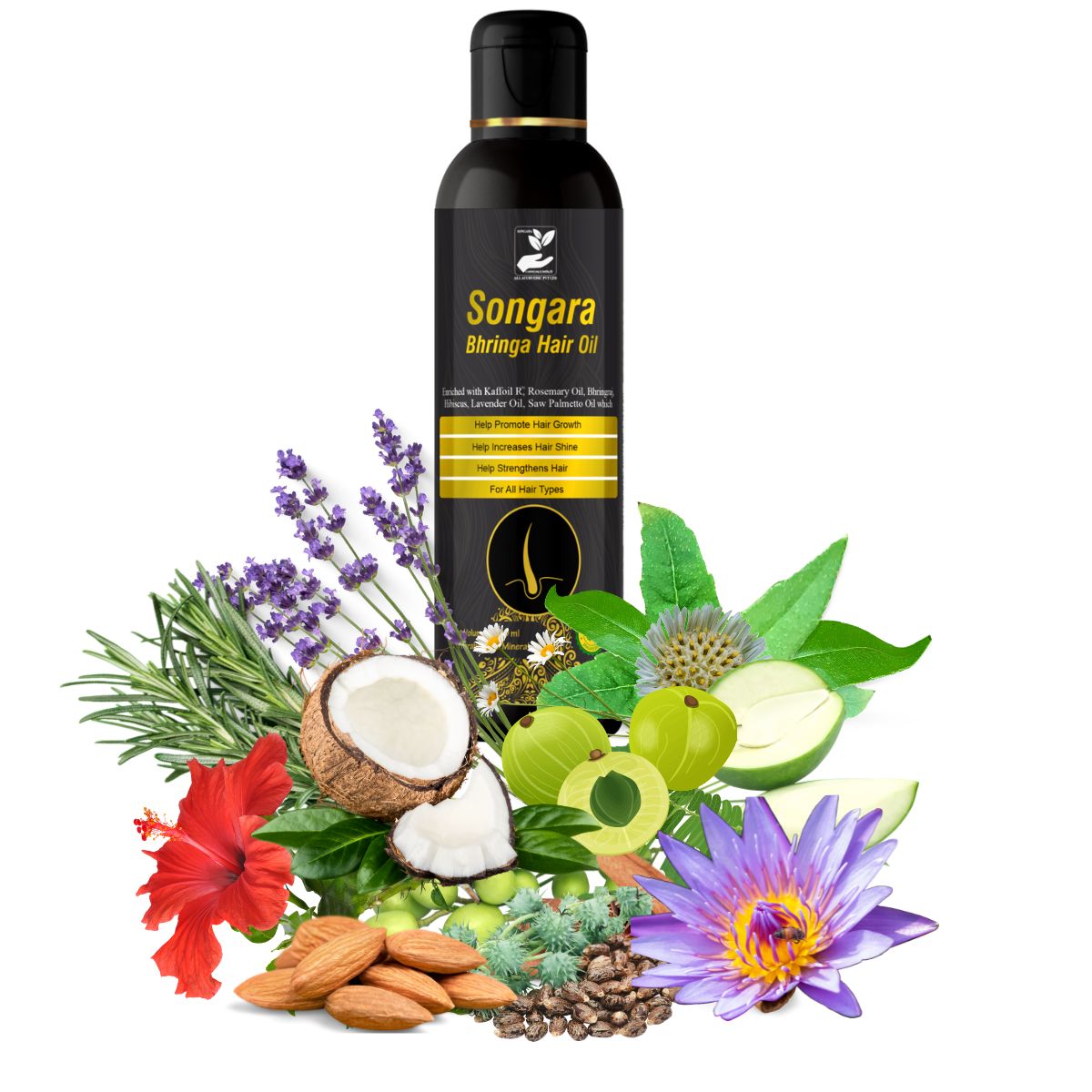 Songara Bhringa Hair Oil contains Kaffoil- R™ to Promote Hair Growth 100ml (1 unit)