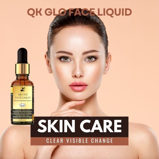 QK Glo Face Liquid | Water Based Ayurvedic Face Serum for glowing skin dark spot Pigmentation for women men (30 ml)