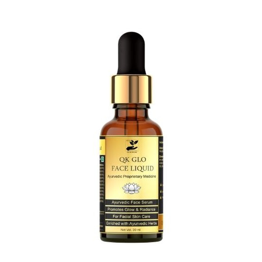 QK Glo Face Liquid | Water Based Ayurvedic Face Serum for glowing skin dark spot Pigmentation for women men (30 ml)