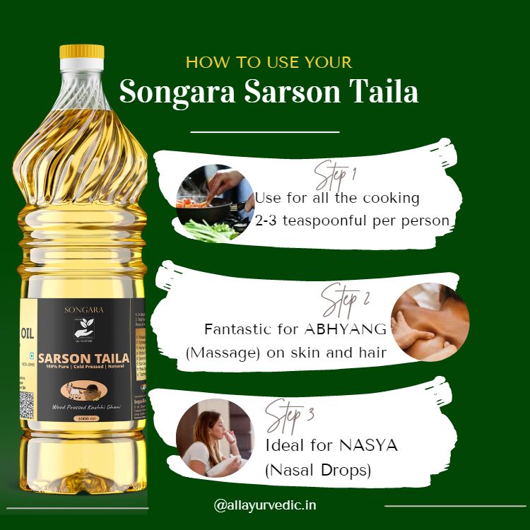 SONGARA Sarso Taila| Wood Pressed Mustard Oil| Kacchi Ghani / Chekku | Natural, Chemical-Free | Cold Pressed Mustard Oil for Cooking & Medicinal Use