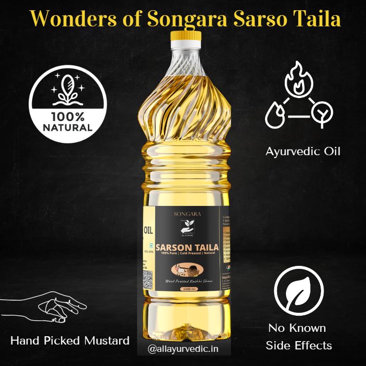SONGARA Sarso Taila| Wood Pressed Mustard Oil| Kacchi Ghani / Chekku | Natural Chemical-Free | Cold Pressed Mustard Oil