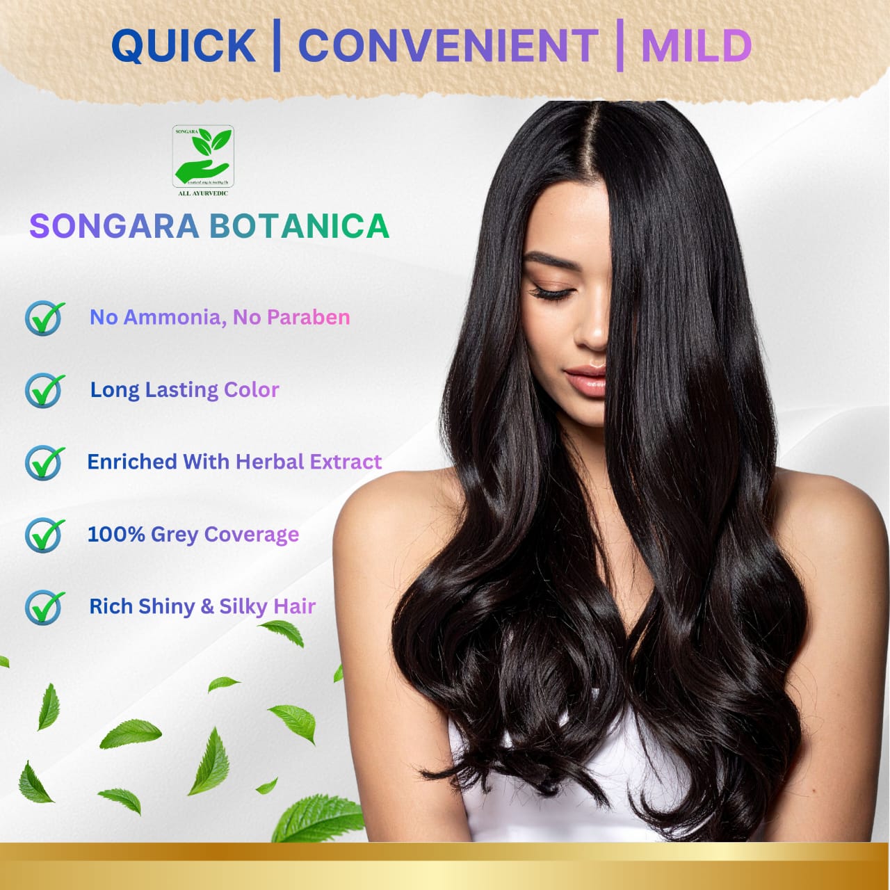 Songara Botanica Hair Coloring Shampoo- Natural Black, No Ammonia, No Harsh Chemicals, 200ml