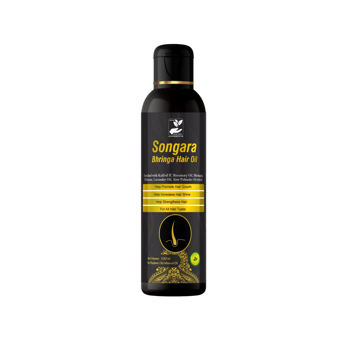 Songara Bhringa Hair Oil contains Kaffoil- R™ to Promote Hair Growth 100ml (1 unit)