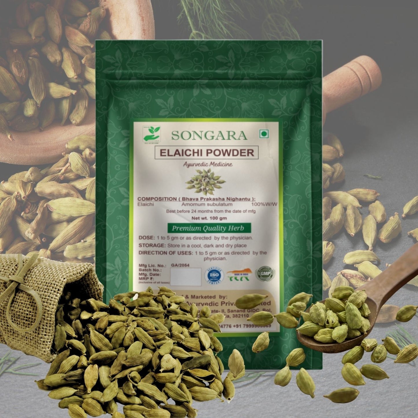 Songara Ilaichi Powder: (Amomum subulatum) Premium Ilaichi Powder | Pure and Authentic | Convenient and Versatile