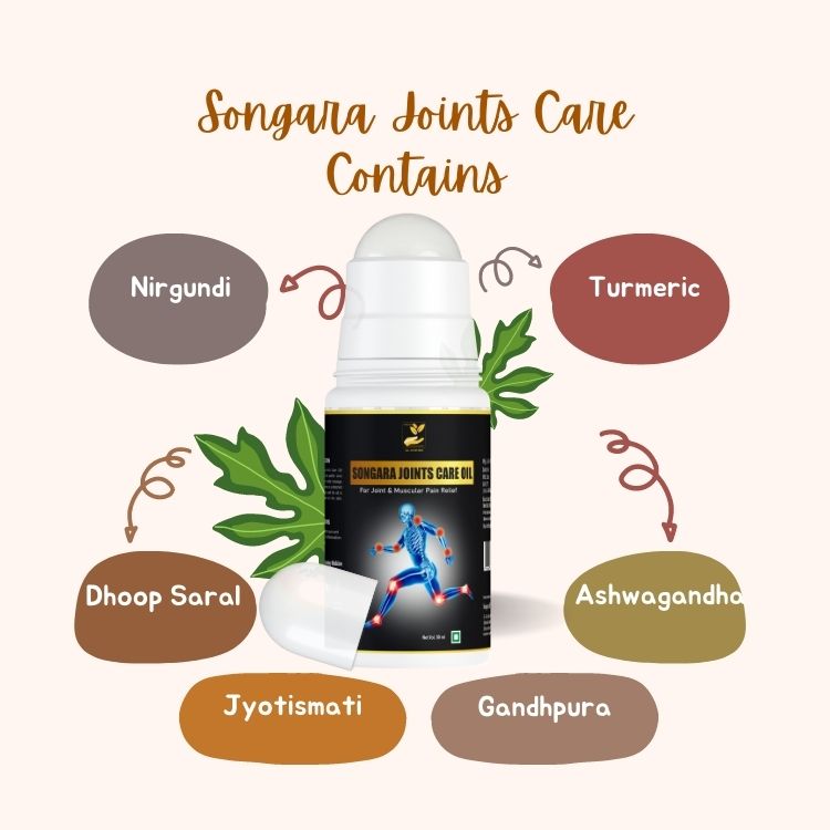 Songara Joints Care Oil (50 ml): Pain Relief Oil for Body Back Knee Joint and Legs Massage | Helpful in Muscular Pain