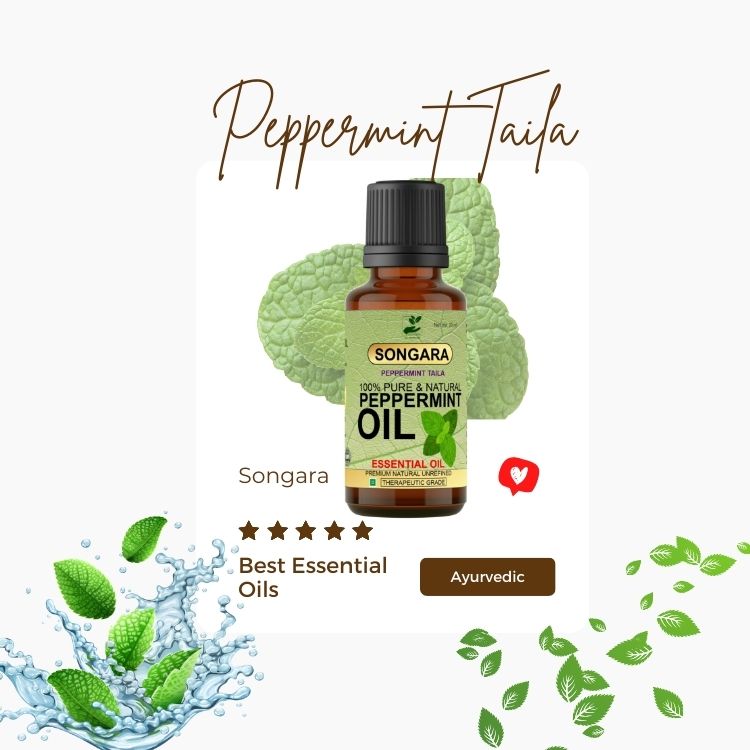 Songara Peppermint Essential Oil | Undiluted Pure, Ayurvedic and Natural Therapeutic grade for Steaming, Hair, Skin, Face & Diffuser| Cooling & Refreshing Care for Face & Body | 100% Pure, Natural, Ayurvedic Essential Oil | 20ML