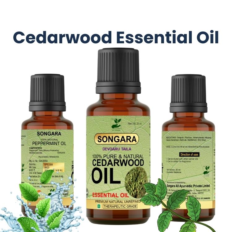 Songara Cedarwood Essential Oil- 100% Pure Ayurvedic | Strengthens hair follicles promotes shiny hair | Beard oil