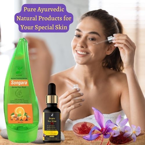 Songara Ayurvedic Face Care Combo: Anti Aging Face Serum (30 ml) & Herbal Face Wash (100 ml) for Healthy, Glowing, Radiant Skin