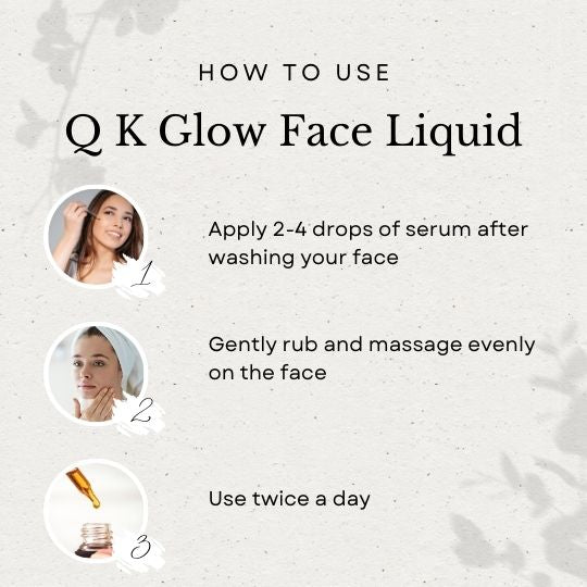 QK Glo Face Liquid | Water Based Ayurvedic Face Serum for glowing skin dark spot Pigmentation for women men (30 ml)