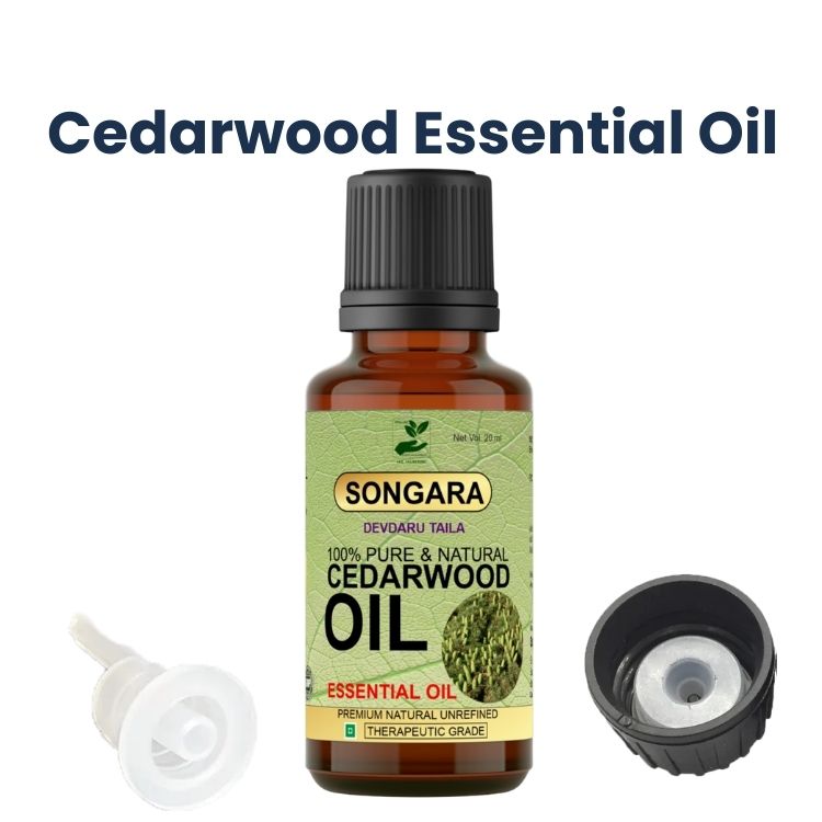 Songara Cedarwood Essential Oil- 100% Pure, Ayurvedic | Strengthens hair follicles, promotes shiny hair | Beard oil for men | Natural & Undiluted | Therapeutic Grade Essential Oil | | Chemical and Preservative Free| 20ml