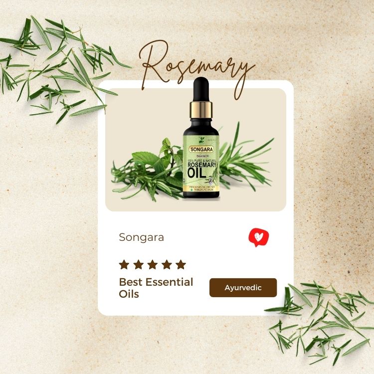Songara Rosemary Oil: Ayurvedic Essential Oil for Hair Growth, Hair Fall Control and Nourishment, Skin Care | 100% Pure, Natural, Undiluted | 20ml