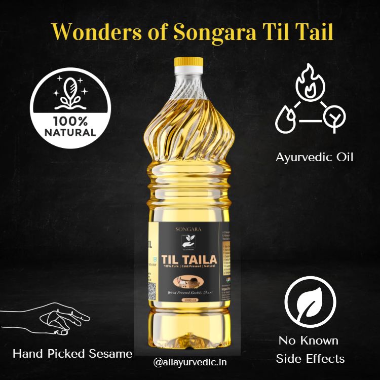 Songara Til Tail | Wood Pressed Sesame Oil| Kolhu/Kacchi Ghani Oil for Cooking| Natural | Chemical-Free | Cold Pressed | Ayurvedic Medicine