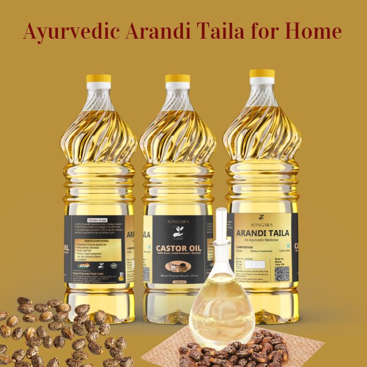 SONGARA 100% Pure Castor Oil (Arandi Taila) | Cold Pressed, Natural & Ayurvedic to Support Hair Growth, Good Skin And Strong Nails (1 unit)