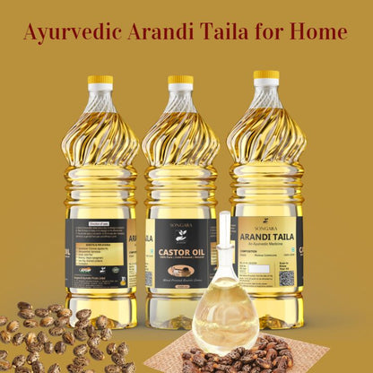 SONGARA 100% Pure Castor Oil (Arandi Taila) | Cold Pressed, Natural & Ayurvedic to Support Hair Growth, Good Skin And Strong Nails (1 unit)