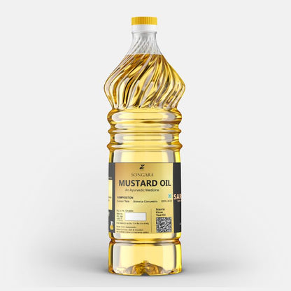 SONGARA Sarso Taila| Wood Pressed Mustard Oil| Kacchi Ghani / Chekku | Natural, Chemical-Free | Cold Pressed Mustard Oil for Cooking & Medicinal Use