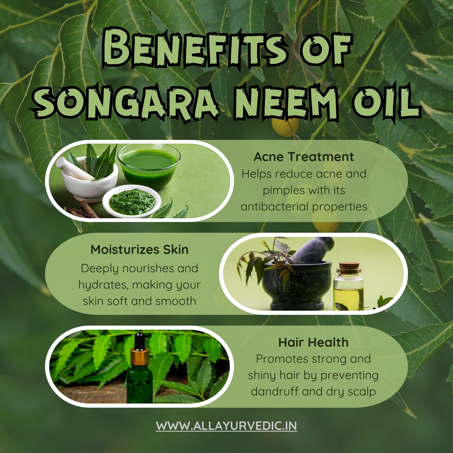 Songara Neem Oil: Azadirachata india (20 ml) for Skin, Hair & Health