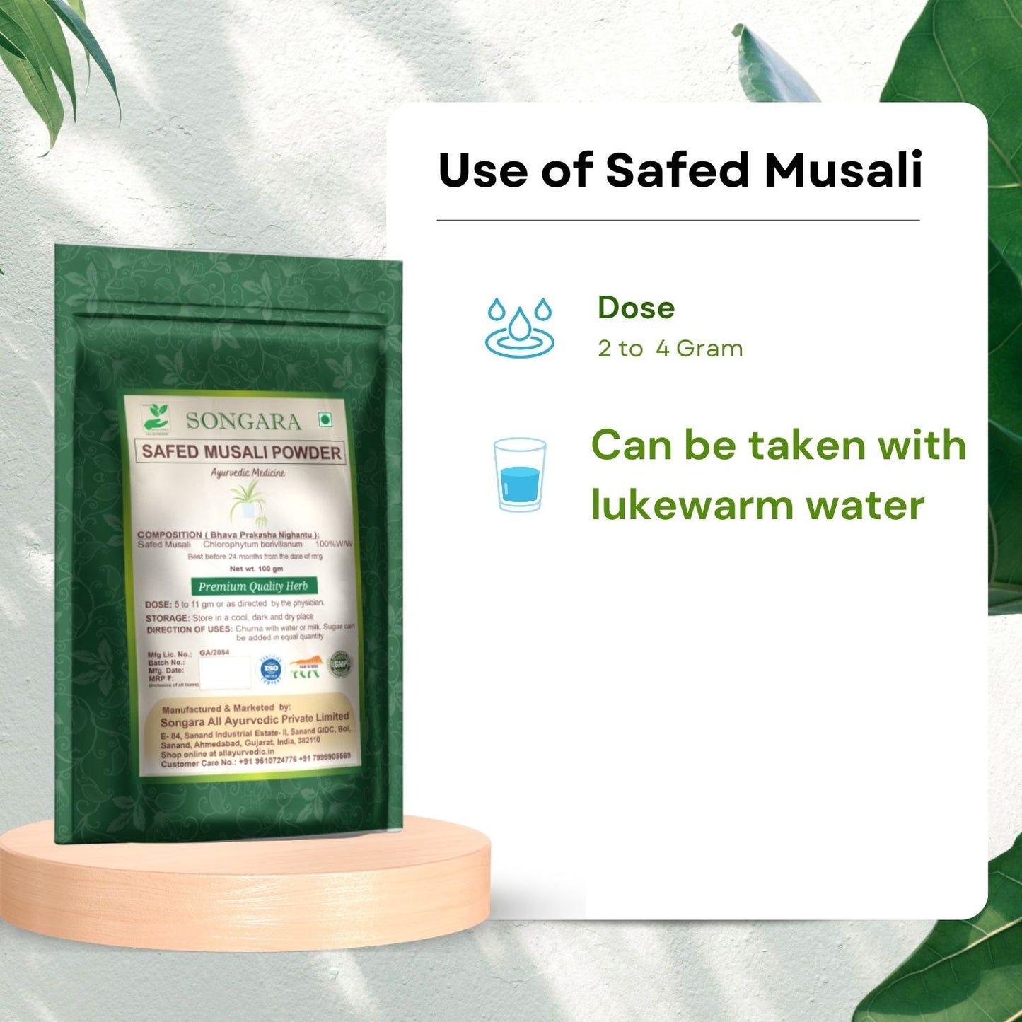 Songara Musali Powder : (Chlorophytum borivilianum) Premium Quality, Wellness Support