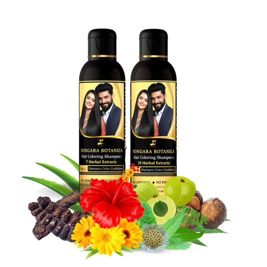 Songara Botanica Hair Coloring Shampoo- Natural Black,  No Ammonia, No Harsh Chemicals,  200ml