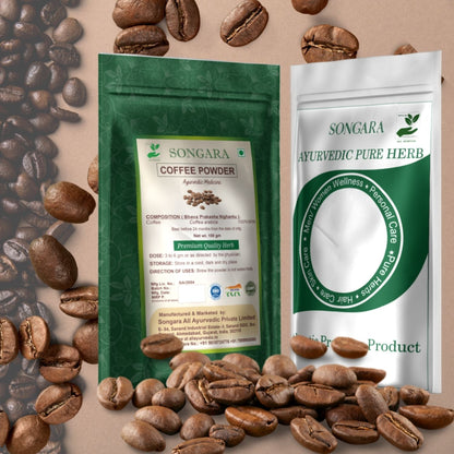 Songara Coffee : (Coffea Arabica) 100% Pure, Natural Coffee Powder | Rich & Creamy Taste | Instant Coffee for Smooth Aroma & taste, Hot and cold coffee | Pure Ayurvedic | 100gm (1 Unit)