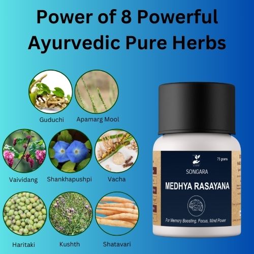 Songara Medhya Rasayana | Ayurvedic Memory Booster, supports brain function, improves focus, pure natural powder (75 gm)