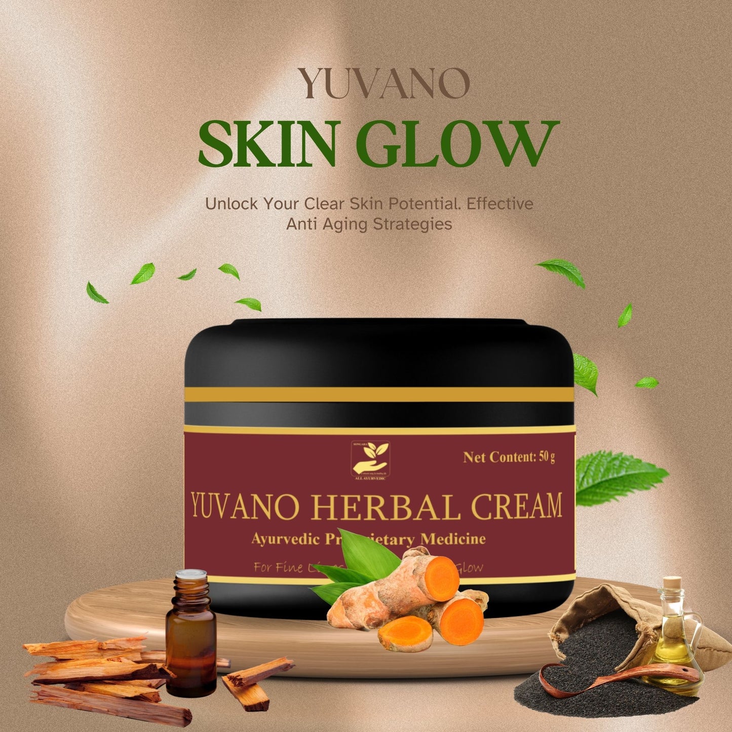 Songara Ayurvedic Face Care Kit for pigmentation & glow: Face Serum (30 ml), Ayurvedic Face Lepa (50 gm) Yuvano Herbal Cream (50 gm) & Herbal Face Wash (100 ml) for Healthy, Glowing, Radiant Skin