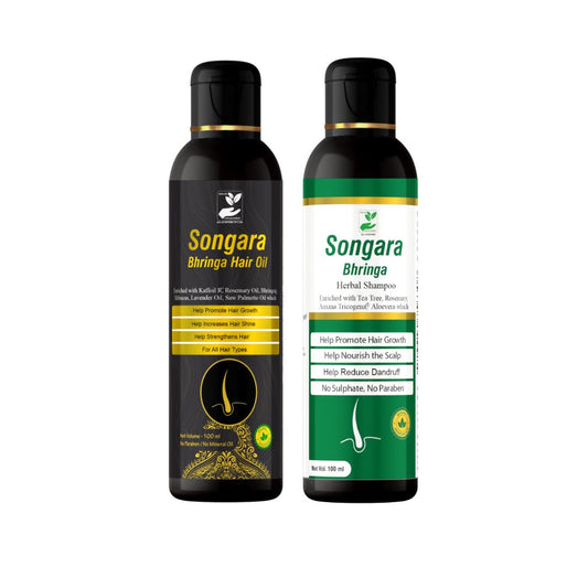 Songara Bhringa Hair Oil & Shampoo contains Kaffoil- R™ & Burgeon UP to Promote Hair Growth (1 unit of 100ml each)