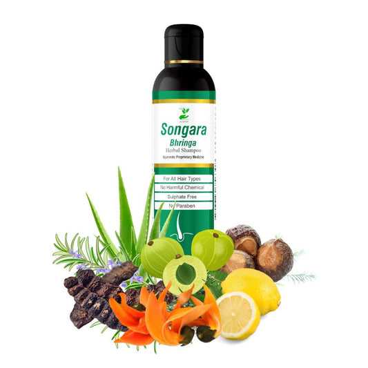 Songara Bhringa Herbal Shampoo-  Ayurvedic Preparation with Amla, Aloevera, Tea Tree for Luxurious Hair!  100 ml (1 unit)