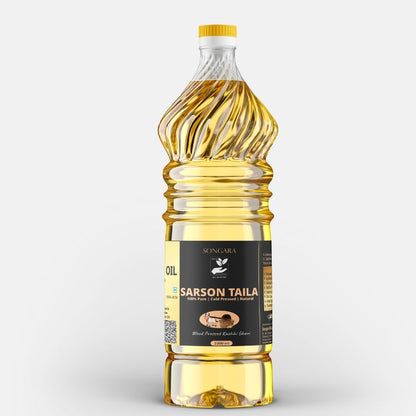 SONGARA Sarso Taila| Wood Pressed Mustard Oil| Kacchi Ghani / Chekku | Natural, Chemical-Free | Cold Pressed Mustard Oil for Cooking & Medicinal Use
