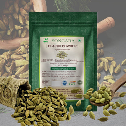 Songara Ilaichi Powder: (Amomum subulatum) Premium Ilaichi Powder | Pure and Authentic | Convenient and Versatile | Exceptional Flavor | Ayurvedic | Health Benefits