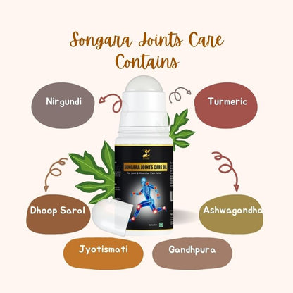 Songara Joints Care Oil (50 ml): Pain Relief Oil for Body, Back, Knee, Joint and Legs Massage | Helpful in Muscular Pain, Rheumatoid Arthritis, Stiff Neck & Frozen Shoulder, for Stronger Bones & Joints